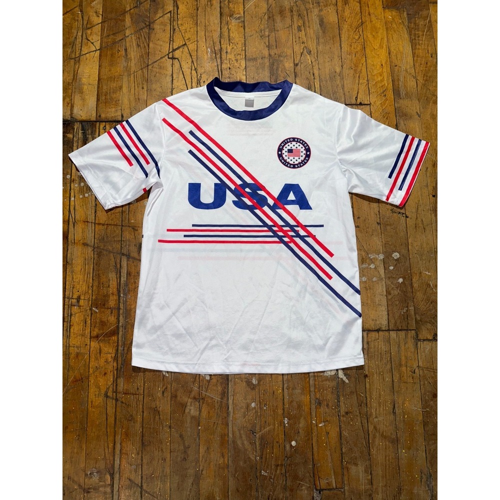 USA United States‎ Jersey Mens Small White Solid Short Sleeve Crew Neck Athletic